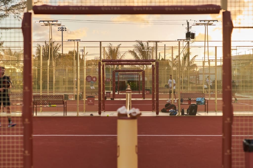 Padel courts in Miami at sunset